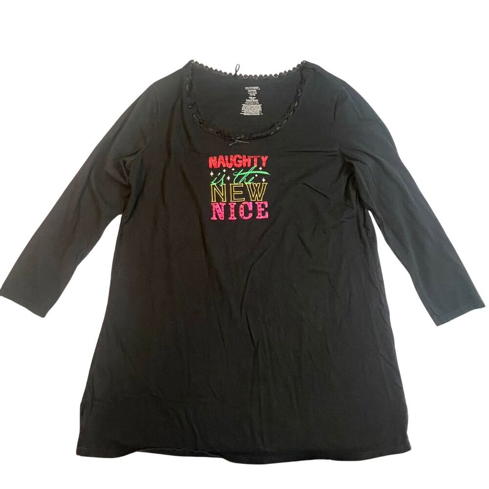 Simply Basic Pajamas Womens Large Sleep Shirt Sleeved Christmas Nightgown Dress